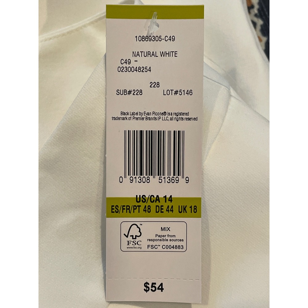 Evan-Picone Dress Pants Womens 14 White Straight Leg Flat Front Black Label Chic - Picture 11 of 16